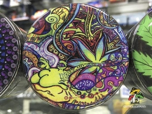 Close-up photo of a psychedelic grinder.