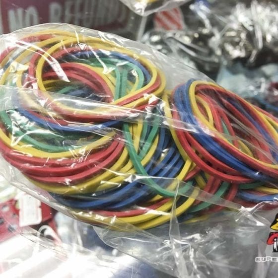 Photo of a small bag of rubber bands for Tattoo Machines.