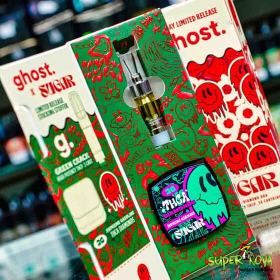 Front view of Ghost X Sugar THCP Cart + THCa Diamond Dab packaging at SuperNova Smoke Shop