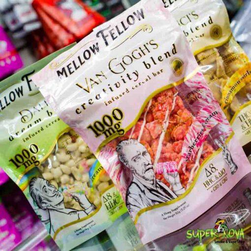 Front view of Mellow Fellow Artist Blend Infused Cereal Bar packaging