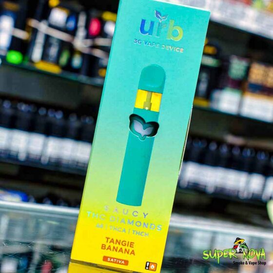 Front view of URB 3g Saucy THC Diamonds Disposable Vape